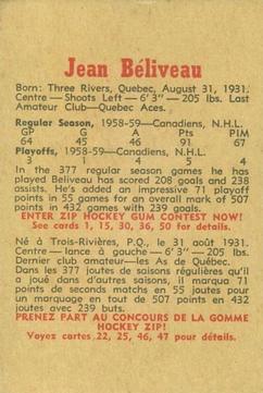 1959-60 Parkhurst #6 Jean Beliveau Back