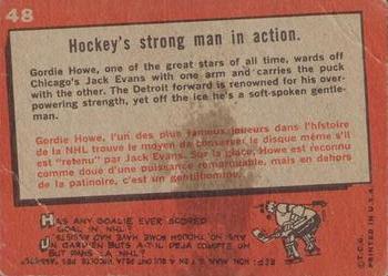 1959-60 Topps #48 Hockey's strong man in action Back