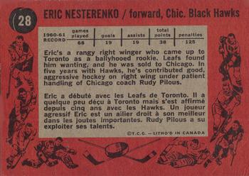 1961-62 Topps #28 Eric Nesterenko Back