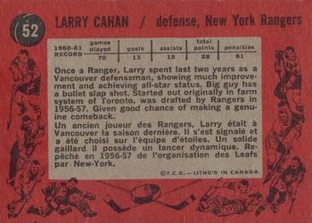 1961-62 Topps #52 Larry Cahan Back