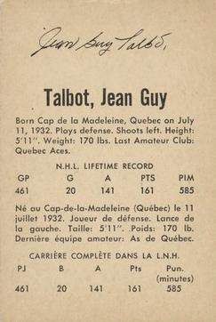1962-63 Parkhurst #51 Jean-Guy Talbot Back