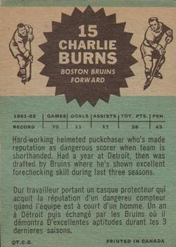 1962-63 Topps #15 Charlie Burns Back