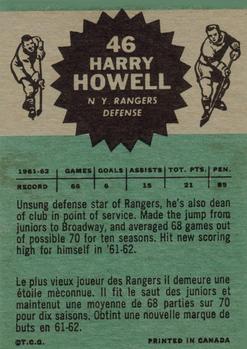 1962-63 Topps #46 Harry Howell Back