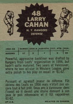 1962-63 Topps #48 Larry Cahan Back