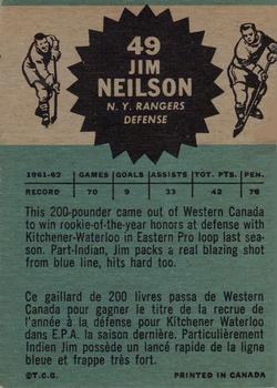 1962-63 Topps #49 Jim Neilson Back