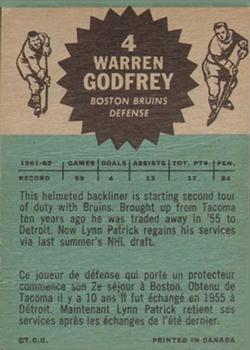 1962-63 Topps #4 Warren Godfrey Back