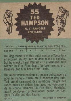 1962-63 Topps #55 Ted Hampson Back