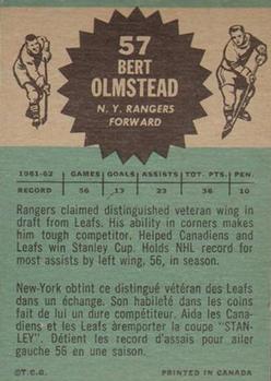 1962-63 Topps #57 Bert Olmstead Back