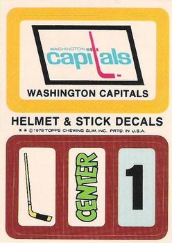 1978-79 Topps - Helmet & Stick Decals #NNO Washington Capitals  Front