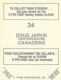 1981-82 O-Pee-Chee Stickers #34 Doug Jarvis  Back