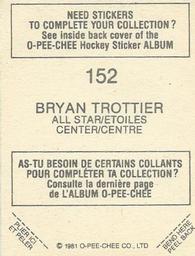 1981-82 O-Pee-Chee Stickers #152 Bryan Trottier Back