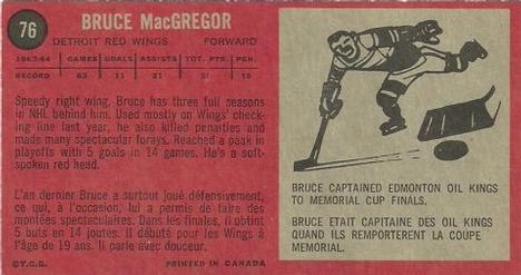 1964-65 Topps #76 Bruce MacGregor Back