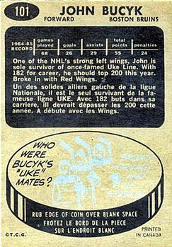 1965-66 Topps #101 John Bucyk Back