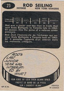 1965-66 Topps #23 Rod Seiling Back