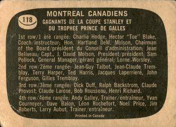 1966-67 Topps #118 Montreal Canadiens Team Back