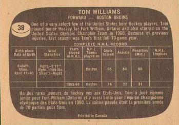 1966-67 Topps #38 Tom Williams Back