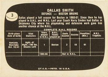1966-67 Topps USA Test #3 Dallas Smith Back