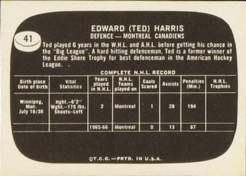 1966-67 Topps USA Test #41 Ted Harris Back