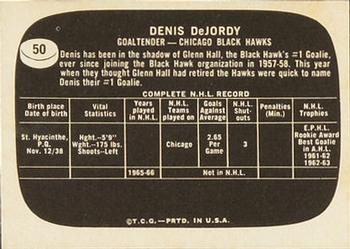1966-67 Topps USA Test #50 Denis DeJordy Back