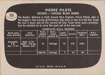 1966-67 Topps USA Test #59 Pierre Pilote Back