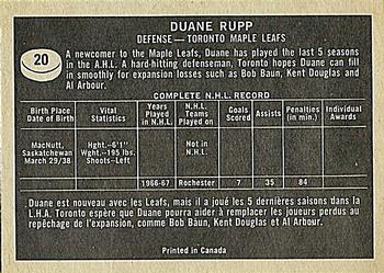 1967-68 Topps #20 Duane Rupp Back