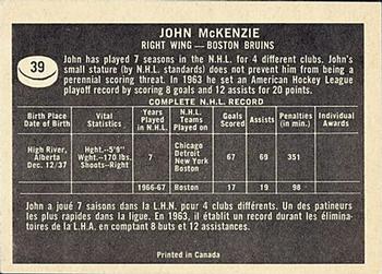1967-68 Topps #39 John McKenzie Back