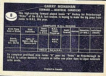 1967-68 Topps #8 Garry Monahan Back