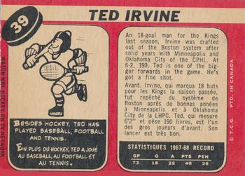 1968-69 O-Pee-Chee #39 Ted Irvine Back
