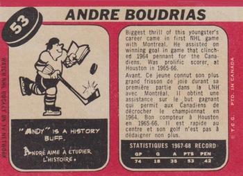 1968-69 O-Pee-Chee #53 Andre Boudrias Back