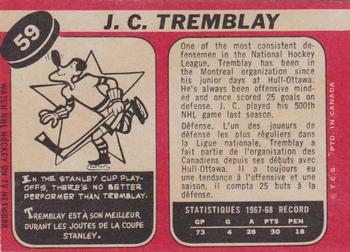 1968-69 O-Pee-Chee #59 J.C. Tremblay Back