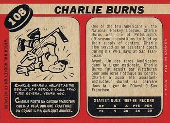 1968-69 O-Pee-Chee #108 Charlie Burns Back