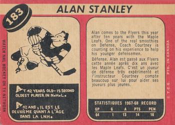 1968-69 O-Pee-Chee #183 Allan Stanley Back