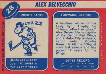 1968-69 Topps #28 Alex Delvecchio Back