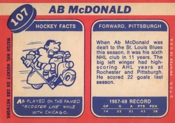 1968-69 Topps #107 Ab McDonald Back