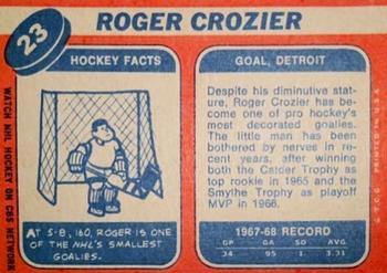 1968-69 Topps #23 Roger Crozier Back