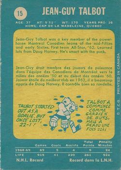 1969-70 O-Pee-Chee #15 Jean-Guy Talbot Back