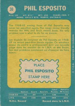 1969-70 O-Pee-Chee #30 Phil Esposito Back