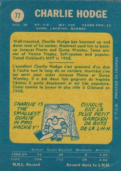 1969-70 O-Pee-Chee #77 Charlie Hodge Back