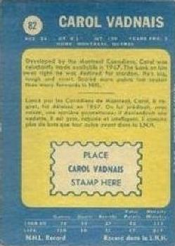1969-70 O-Pee-Chee #82 Carol Vadnais Back