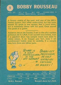 1969-70 O-Pee-Chee #9 Bobby Rousseau Back