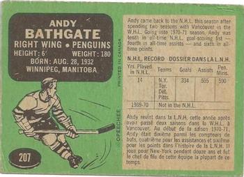1970-71 O-Pee-Chee #207 Andy Bathgate Back