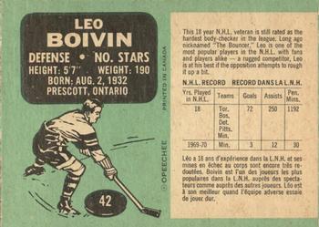 1970-71 O-Pee-Chee #42 Leo Boivin Back