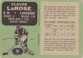 1970-71 O-Pee-Chee #56 Claude Larose Back