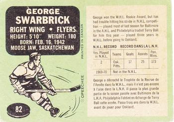 1970-71 O-Pee-Chee #82 George Swarbrick Back