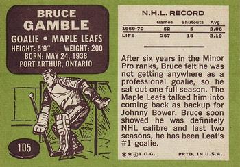 1970-71 Topps #105 Bruce Gamble Back