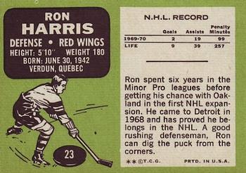 1970-71 Topps #23 Ron Harris Back
