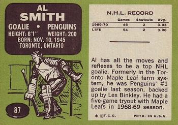 1970-71 Topps #87 Al Smith Back