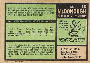1971-72 O-Pee-Chee #150 Al McDonough Back