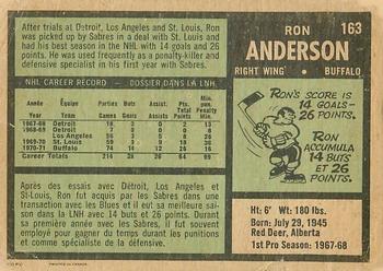 1971-72 O-Pee-Chee #163 Ron Anderson Back