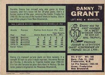 1971-72 O-Pee-Chee #79 Danny Grant Back